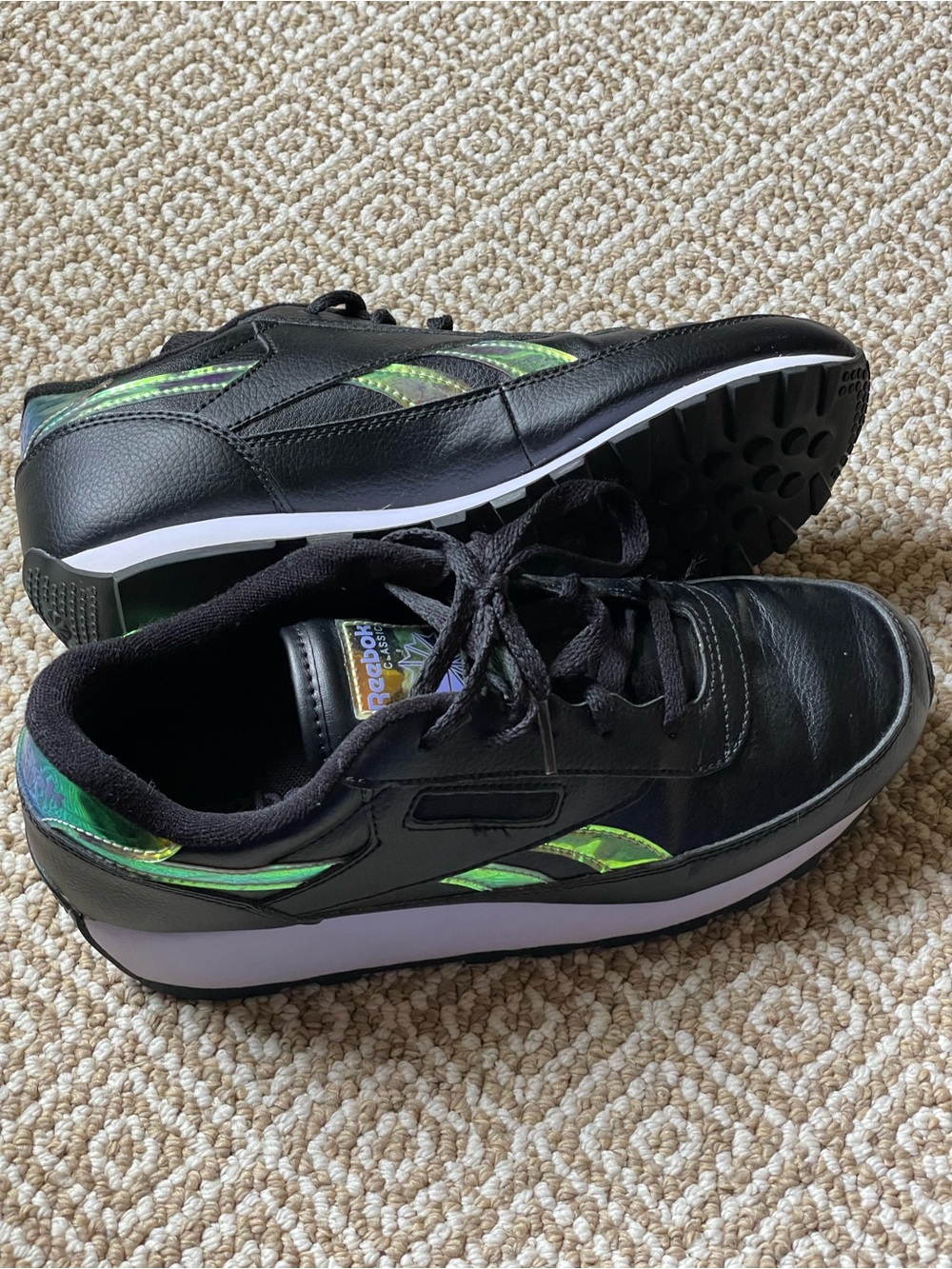 Reebok Classic Renaissance Black Iridescent Sneakers (Women's) Size 9